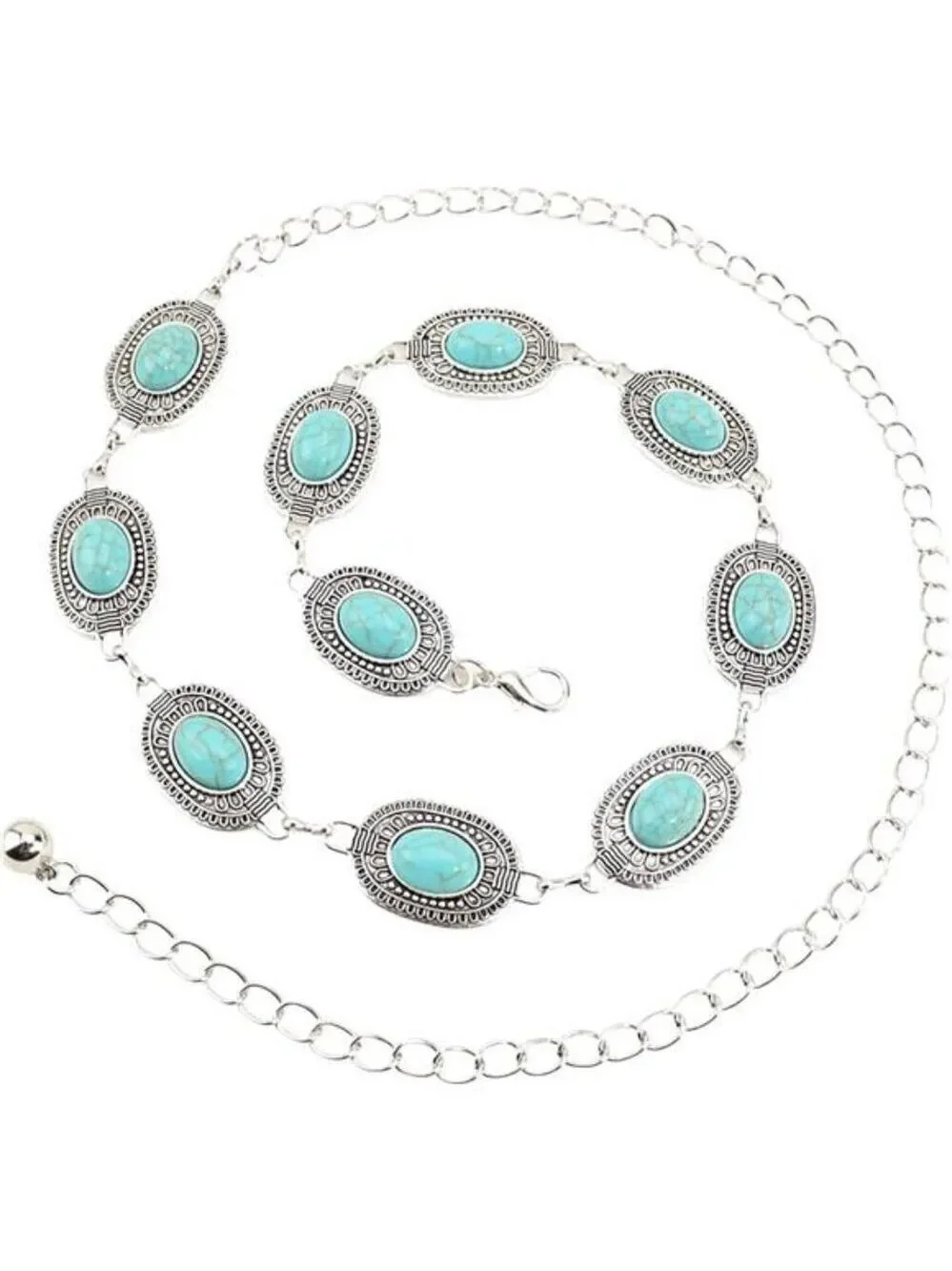 Women Western Turquoise Concho Waist Chain